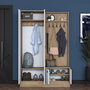 Hanah Home P6 - M5 - 2423 Recibidor con Perchero Blanco y Nogal 119.6x182.8x35.5 cm